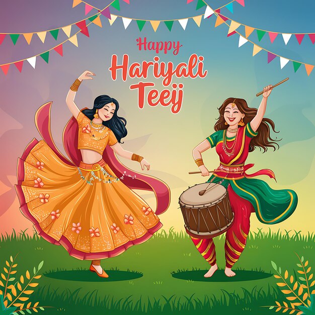 Photo indian festival teej social media banner design