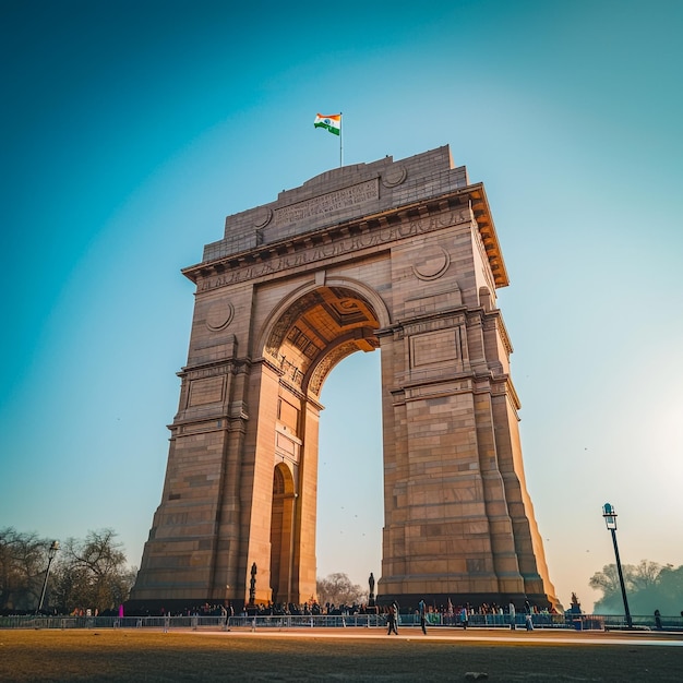 Indian flag having ashoka chakra waving in sky