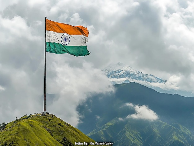 Indian Flag in Himalayan Kashmir Valley