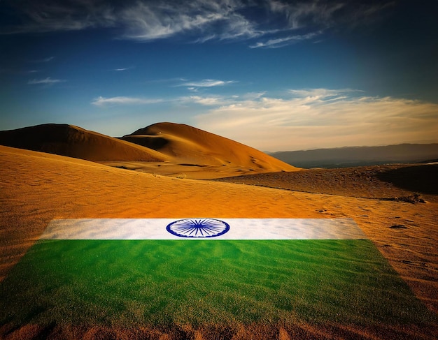 Photo indian flag in nature background