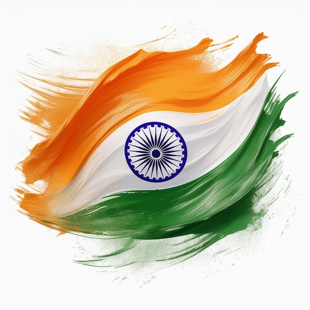 Photo indian flag painted on white watercolor background