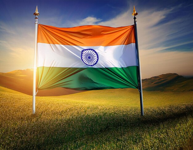 Photo indian flag waving in the wind