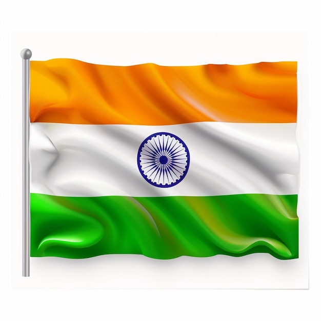 Indian flag with stripes on gradient white background