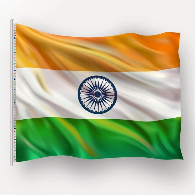 Indian flag with stripes on gradient white background