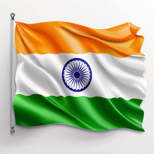 Indian flag with stripes on gradient white background