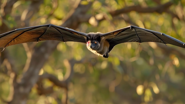 Photo indian flying fox pteropus medius in flight