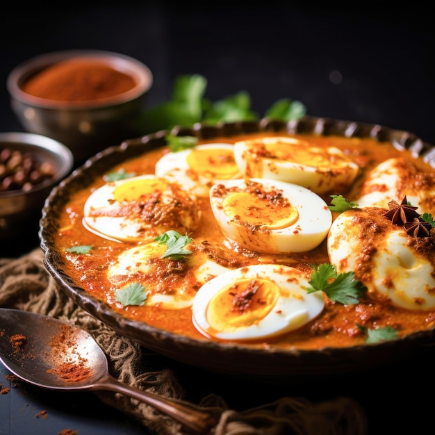 Photo indian food egg curry or masala egg