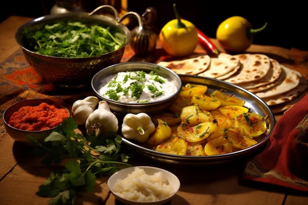 Indian food with garlic and peppers