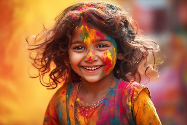 Indian girl celebrating Holi Festival