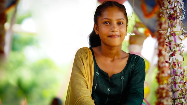 Indian girl happy closeup face image