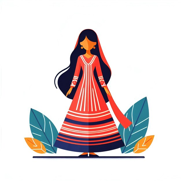 Photo an indian girl in traditional dress vector illustration on a white background generated by ai