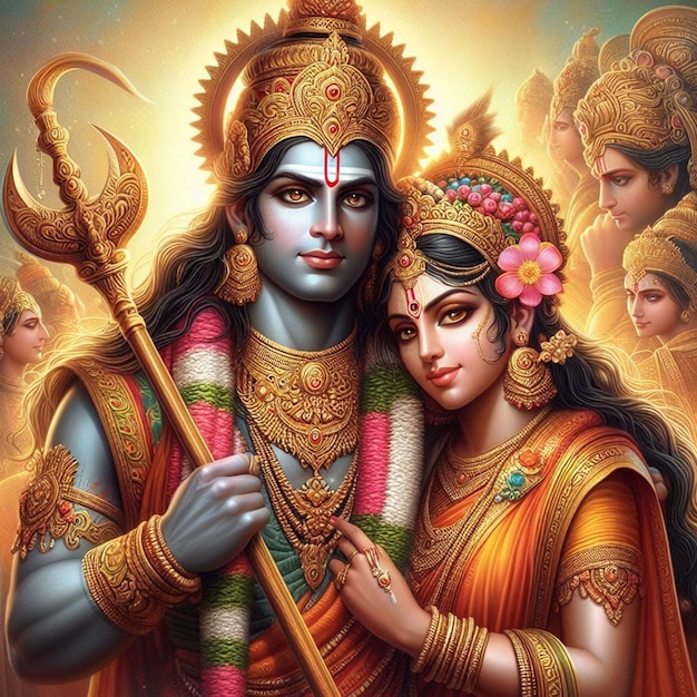 Indian God Ram and Sita Beautiful Image