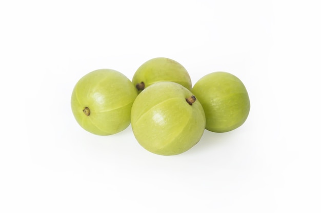 Indian gooseberry or Amla (Phyllanthus emblica) isolated on white background with clipping path