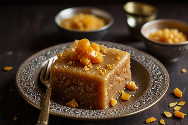 Photo indian halwa with sweet condensed milk