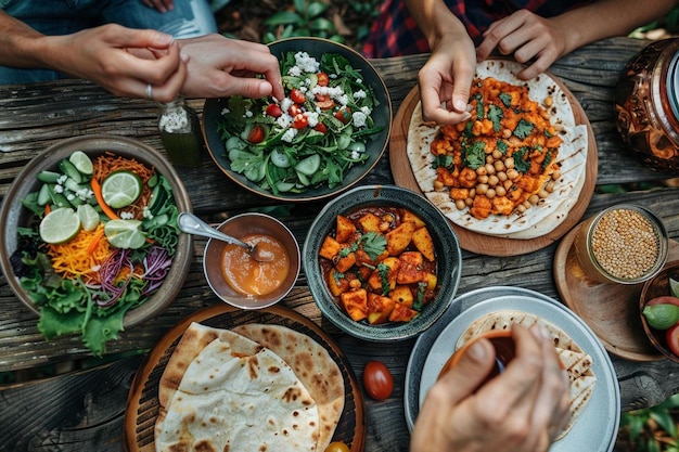 Indian or hindu veg thali also known as food platter is a complete lunch or dinner meal closeup s