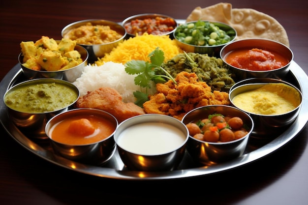 Indian hindu veg thali or food platter