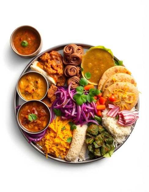 Photo indian hindu veg thali north indian tradition foods copy space 4k image footage isolated with