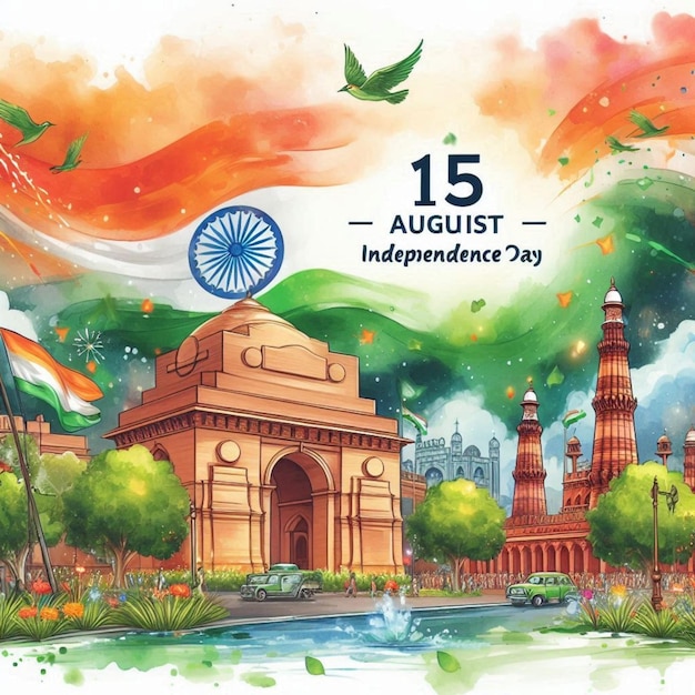 Indian independence day background flat illustration