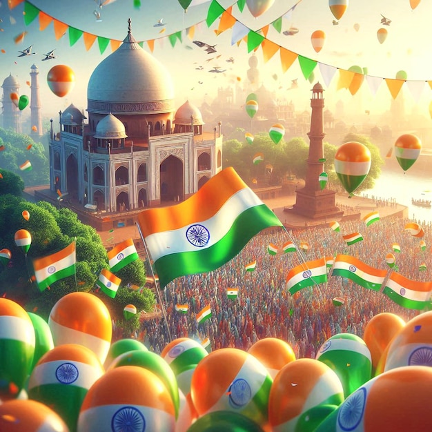 Photo indian independence day banner design