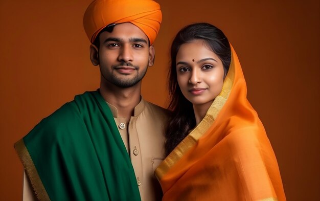 Indian Independence Day Couple from different religions portrait studio