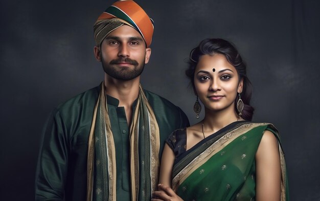 Indian Independence Day Couple from different religions portrait studio