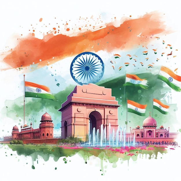 indian independence day watercolor ai generated images