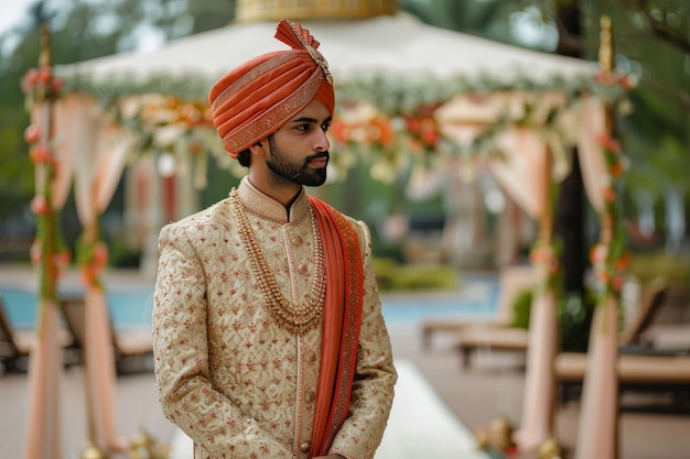 Photo indian man in sherwani suit