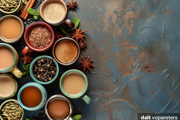 Photo indian masala chai tea with spices in a glass