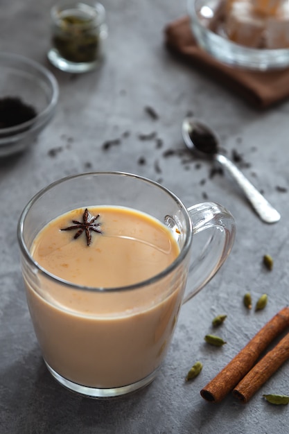 Indian masala tea with spices