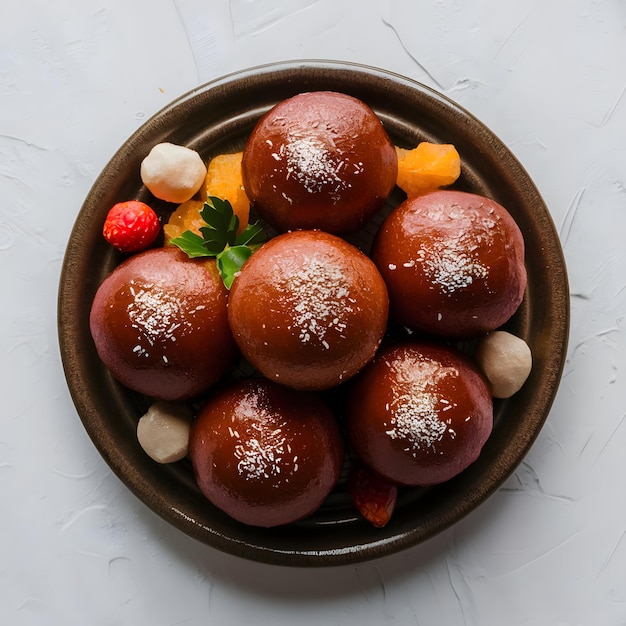 Photo indian mix sweets food in ceramic plate