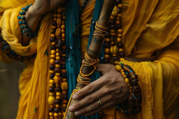 Indian monk with traditional clothes