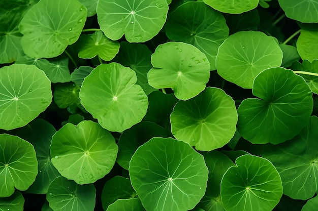 Indian Pennywort manimuni leaf green foliage close up shot