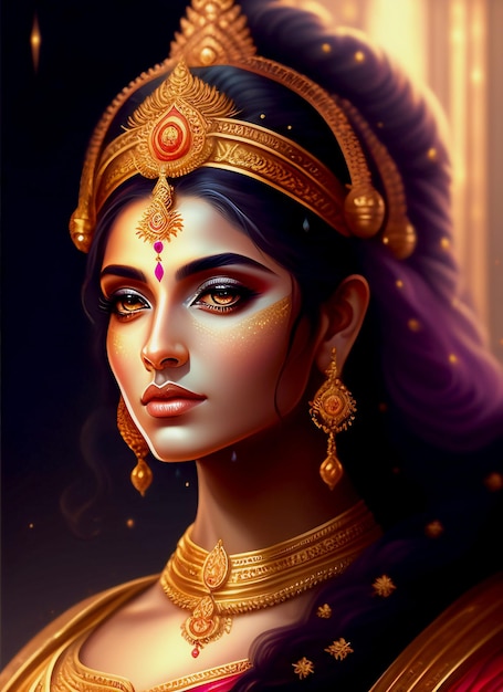 Indian queen or very graceful goddess devi