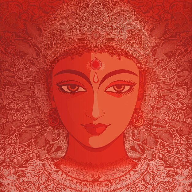 Photo indian religion festival durga puja illustrate a closeup of goddess durga face