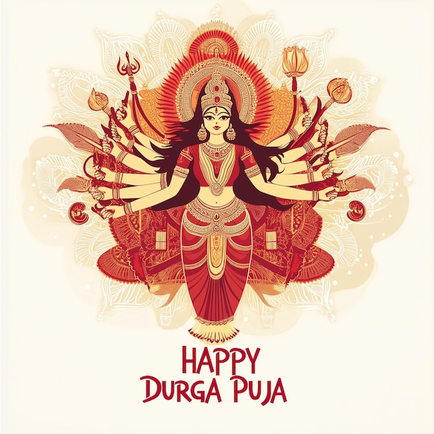 Photo indian religious festival elegant banner design illustration of goddess durga