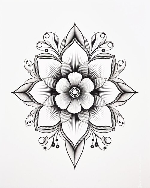 Photo indian round flower decoration style