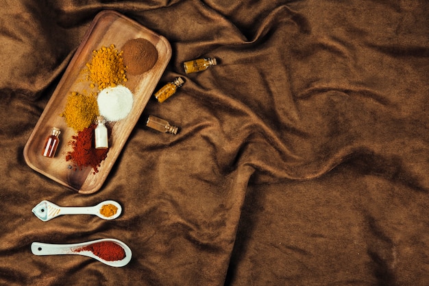 Indian spices on cloth