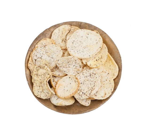 Indian Spicy Potato Chips on White Background