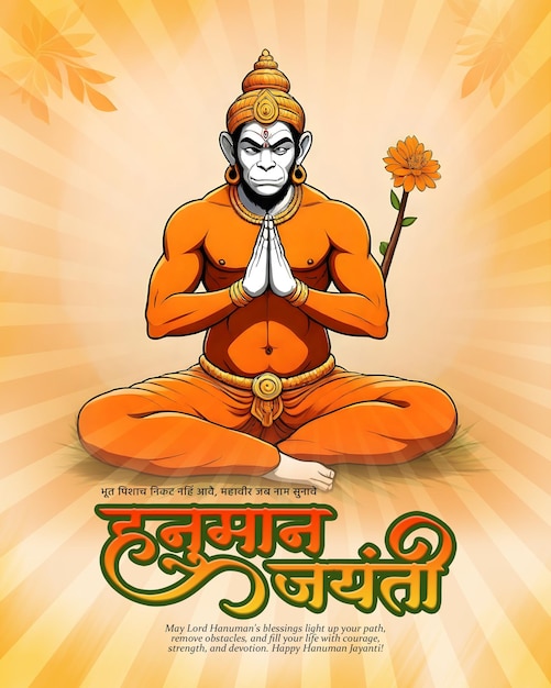 Indian Spiritual God Hanuman Jayanti Bajrang Bali Celebration Social Media Post Template