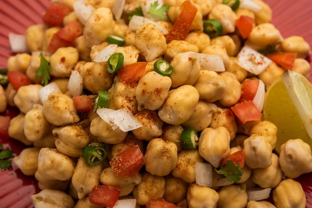 Indian Street Breakfast Chana Chaat Also Know as Chana Masala Chola Chana Chaat