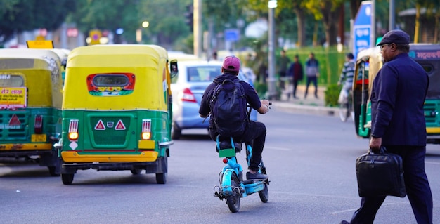 Indian street images Indian road image beautiful clean road and people around CP New Delhi Delhi India 14 Jan 2023