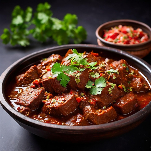 Indian style meat dish or mutton on transparent background