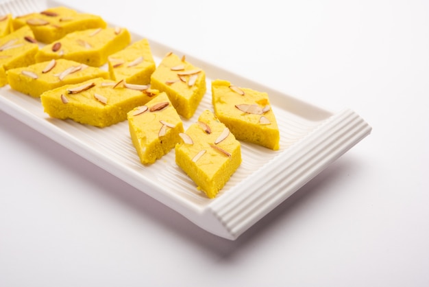 Indian Sweet Food Badam Barfi Also Known As Almond Sweet burfi or Mithai, barfee