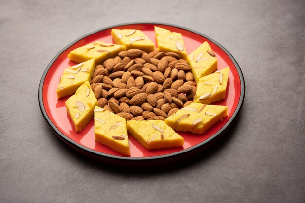 Indian Sweet Food Badam Barfi Also Known As Almond Sweet burfi or Mithai, barfee