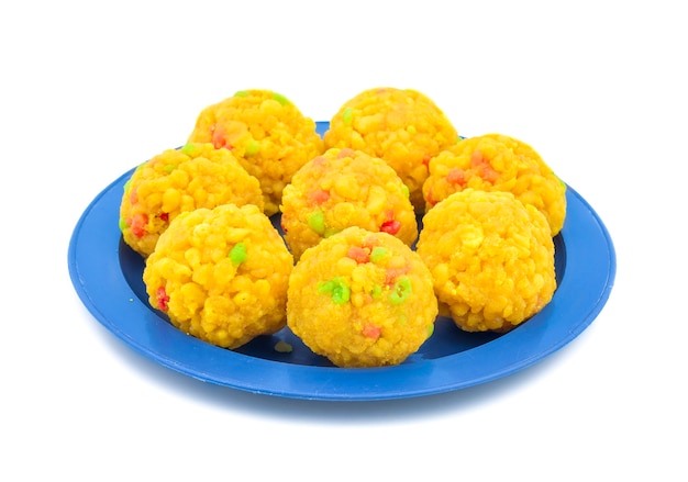 Indian Sweet Food Laddu on White Background