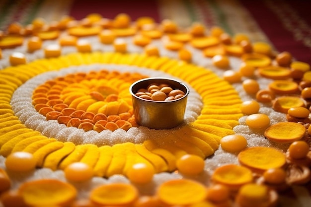 Photo indian traditional sweet food rangoli for diwali or any other festivals selective focus