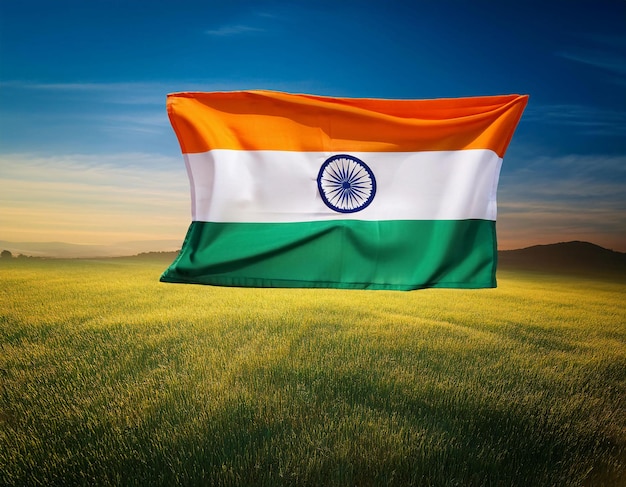 Photo indian tricolor flag fabric closeup