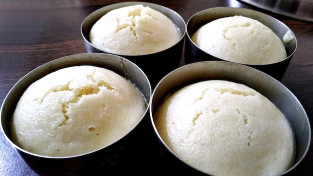 Indian vegetarian rice cakes breakfast known as idli