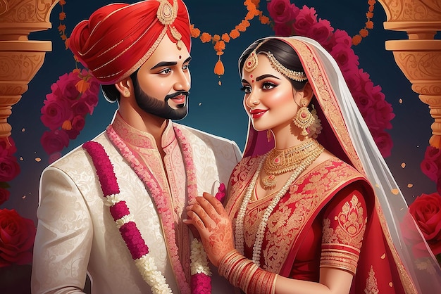 Indian wedding concept illustration