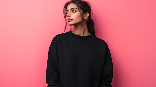 Photo indian woman in black sweatshirt isolated on white background